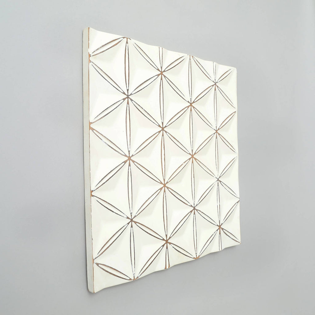 White Square Handcrafted MDF Wall Decor – 16" × 16" Elegant Home Accent