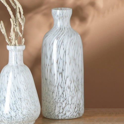 Decorative Splutter Glass Bottle Vase – Large, Ivory