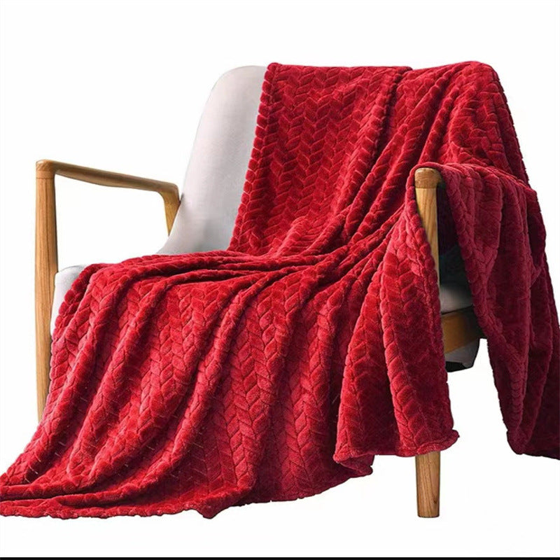 Solid Color Flannel Wheat‑Grain Children’s Blanket