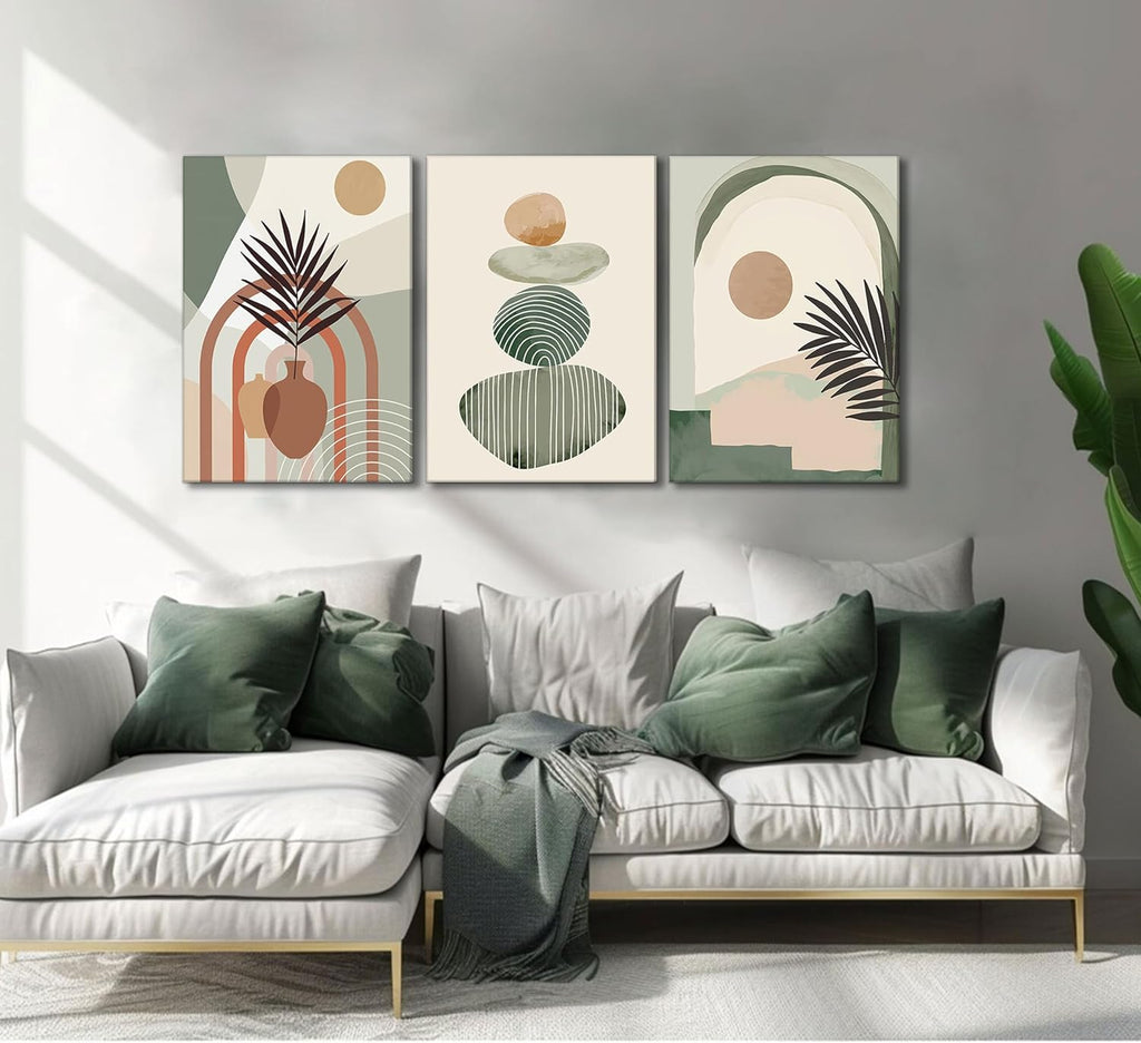 Piece Boho Art Wall Decor – Stretched & Framed Canvas Set (12 × 16 in)