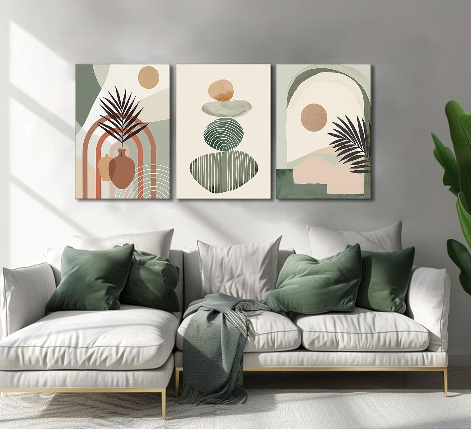 Piece Boho Art Wall Decor – Stretched & Framed Canvas Set (12 × 16 in)