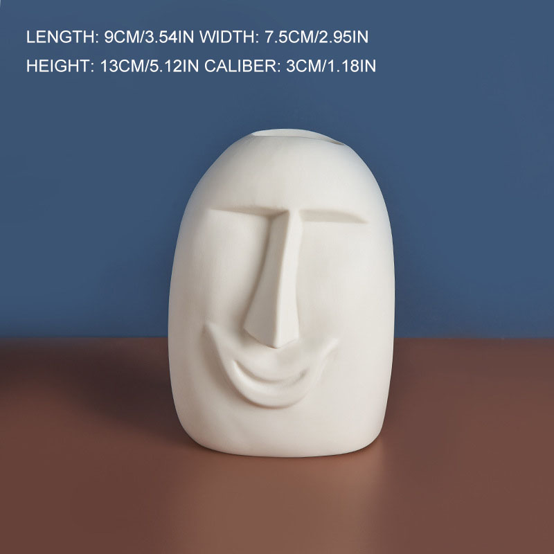 Ceramic Face Vase – Modern Abstract Sculpture for Living Room & Home Decor