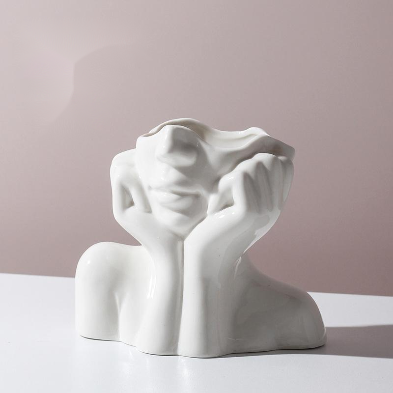 Human Body Shape Ceramic Vase – Modern Nordic Decorative Sculpture