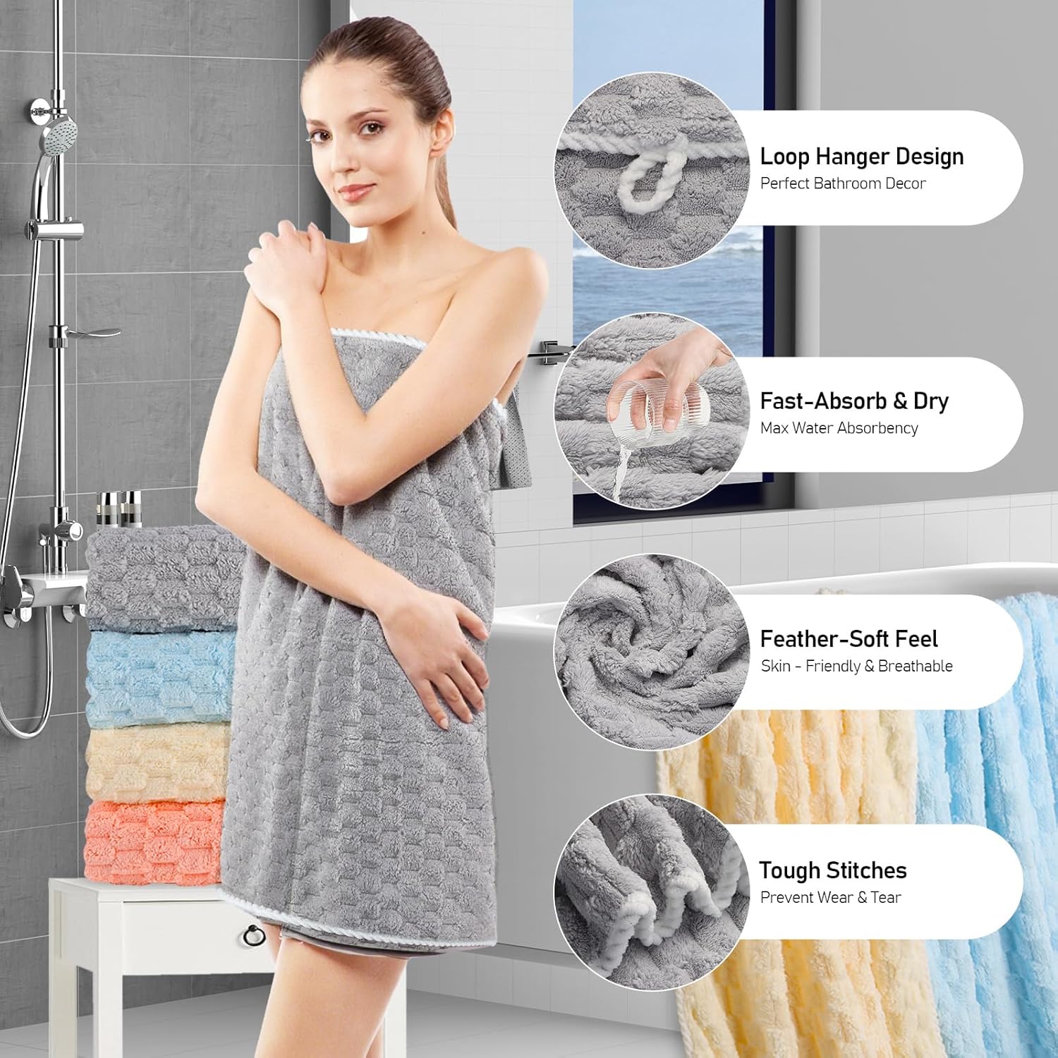 Luxury Microfiber Bath Towels – 4‑Pack  Ultra‑Soft, Quick‑Dry, 8× Absorbent  Lightweight & Hypoallergenic Bath Sheets (27.5×55 in) – Mixed Colors