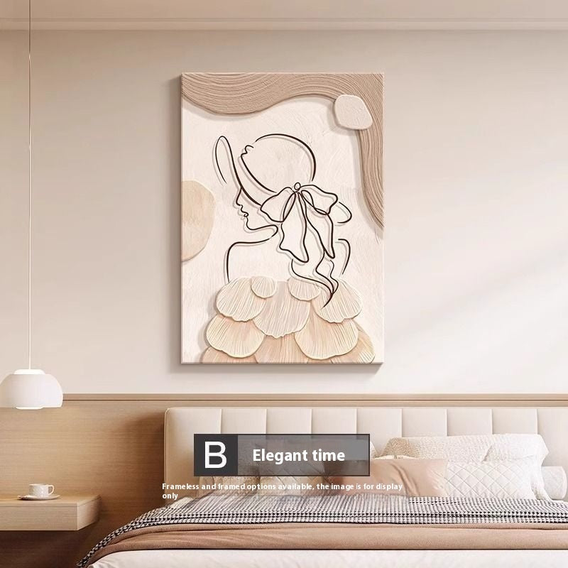 Decorative Painting – Cream Style Abstract Line Character Mural