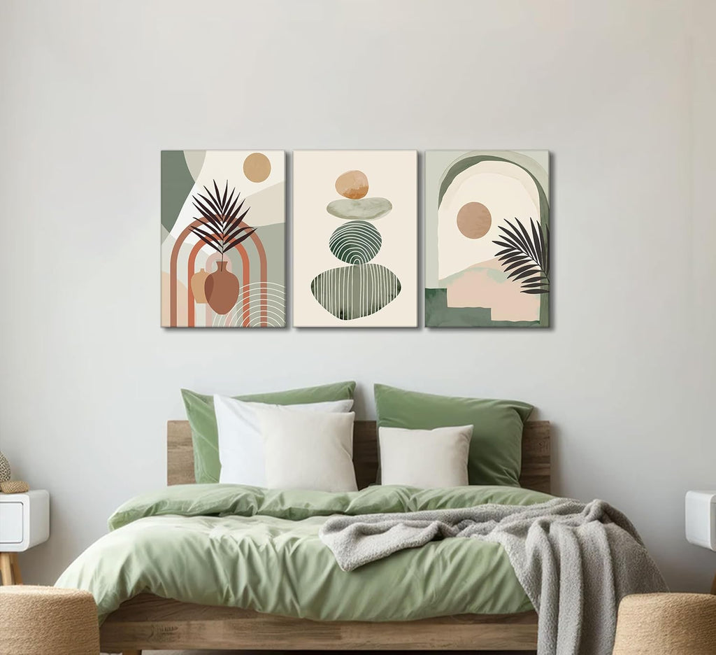Piece Boho Art Wall Decor – Stretched & Framed Canvas Set (12 × 16 in)