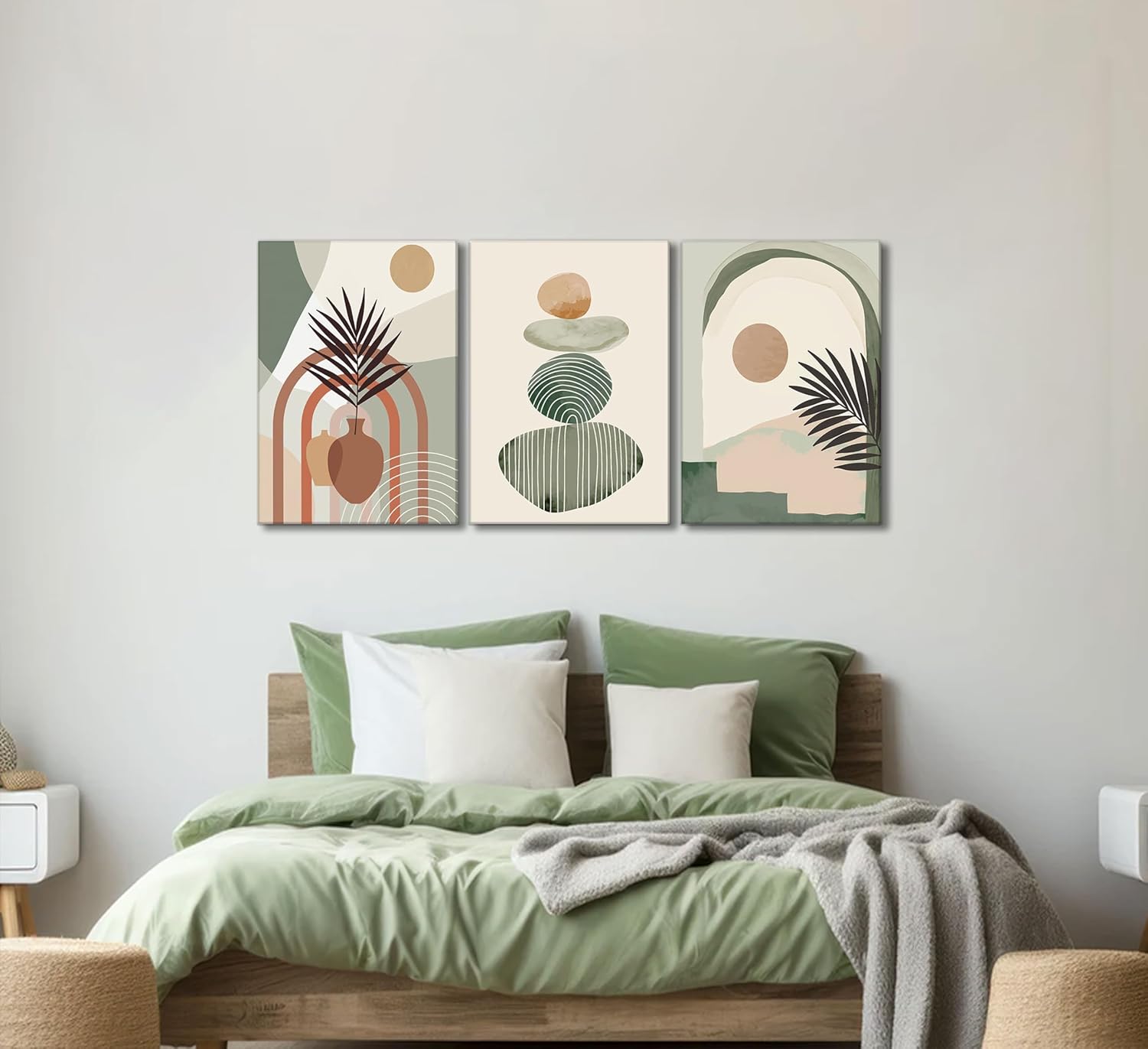 Piece Boho Art Wall Decor – Stretched & Framed Canvas Set (12 × 16 in)