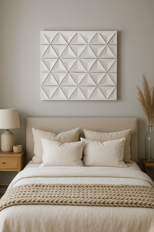 White Square Handcrafted MDF Wall Decor – 16" × 16" Elegant Home Accent