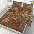 4‑Piece Retro Boho Geometric Bedding Set – Fitted Sheet + 2 Pillowcases (All‑Season Comfort)