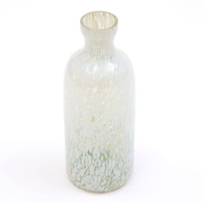 Decorative Splutter Glass Bottle Vase – Large, Ivory