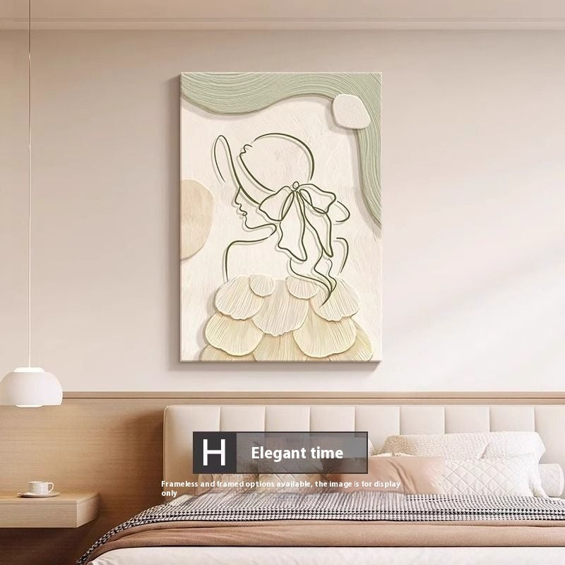 Decorative Painting – Cream Style Abstract Line Character Mural
