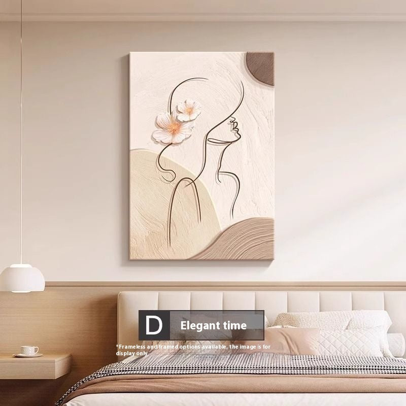 Decorative Painting – Cream Style Abstract Line Character Mural