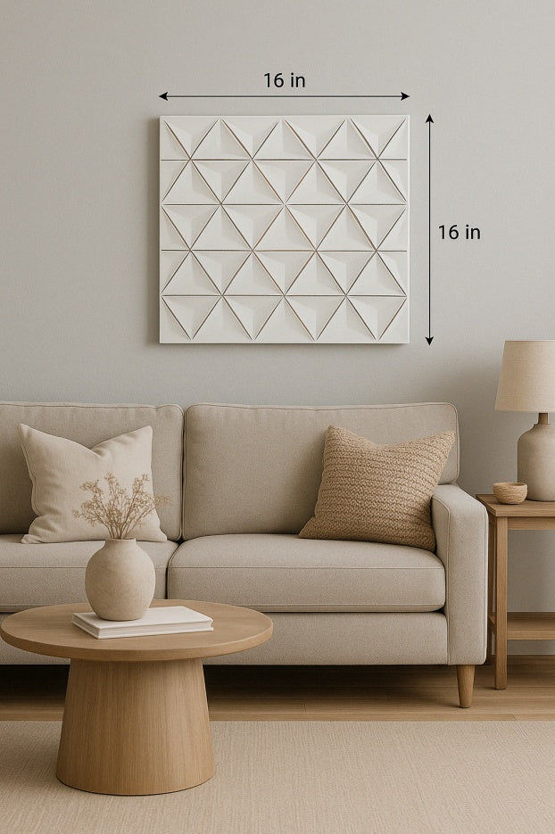 White Square Handcrafted MDF Wall Decor – 16" × 16" Elegant Home Accent