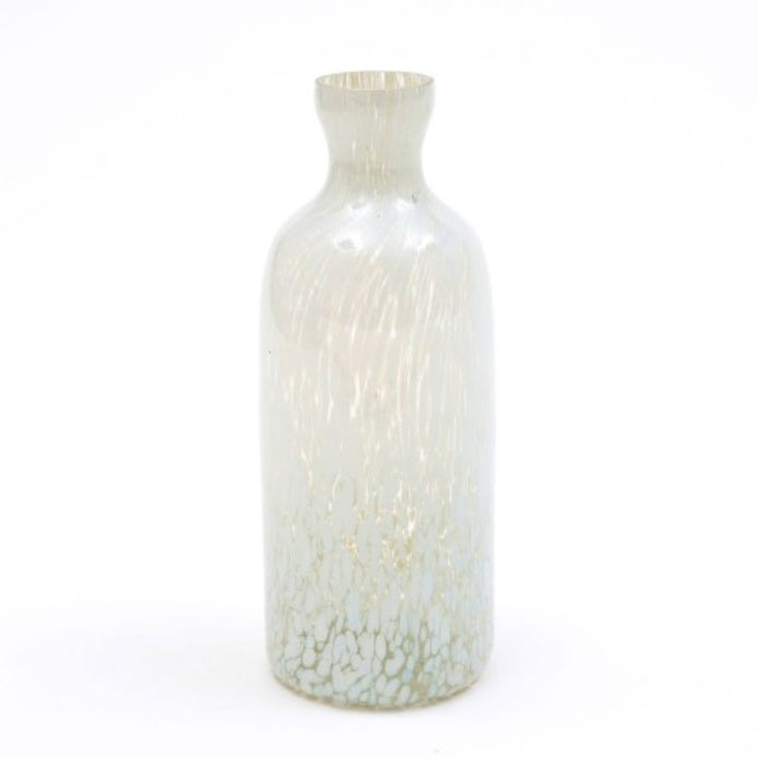 Decorative Splutter Glass Bottle Vase – Large, Ivory