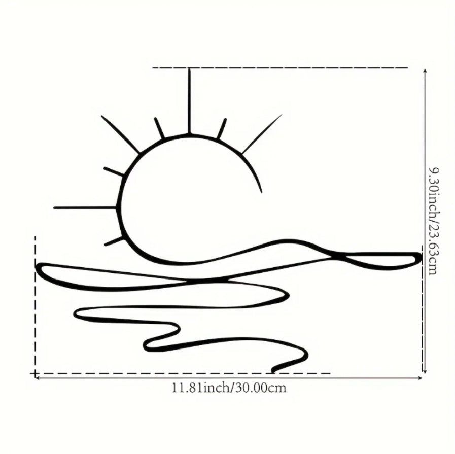 Wall Art Modern Metal Iron Wall Decor – Abstract Sun Line Design for Home