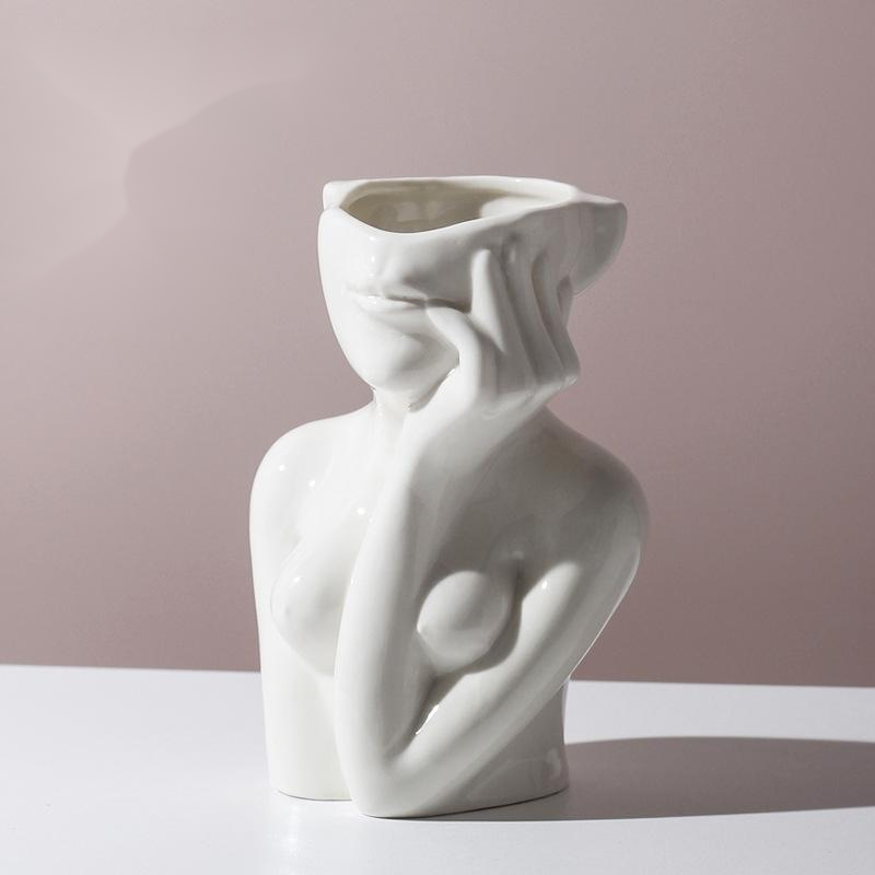 Human Body Shape Ceramic Vase – Modern Nordic Decorative Sculpture