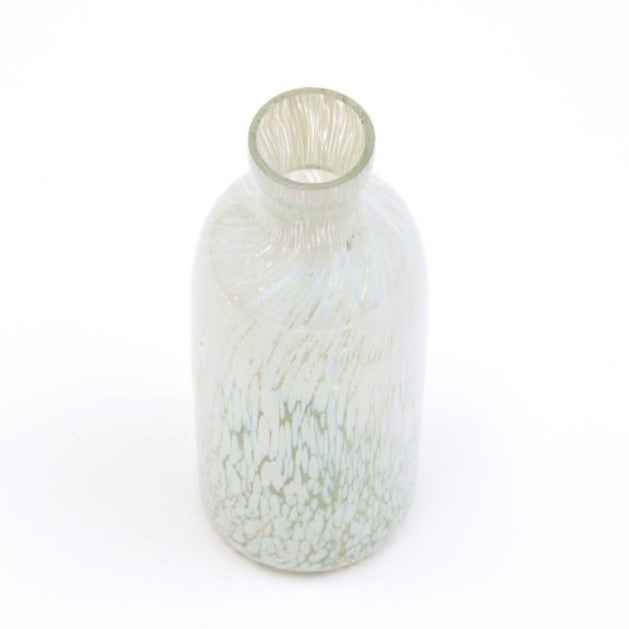 Decorative Splutter Glass Bottle Vase – Large, Ivory
