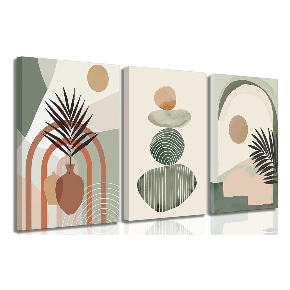 Piece Boho Art Wall Decor – Stretched & Framed Canvas Set (12 × 16 in)